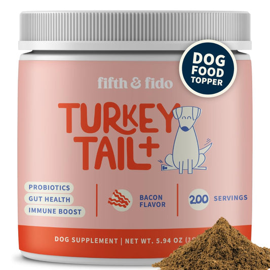 Fifth & Fido Turkey Tail Mushroom for Dogs – Lipoma Treatment for Dogs - Mushroom Supplement with Immune Support for Lipoma, Lumps & Bumps – Premium Pet Vitamins and Supplements Made in USA, 100 Serv.