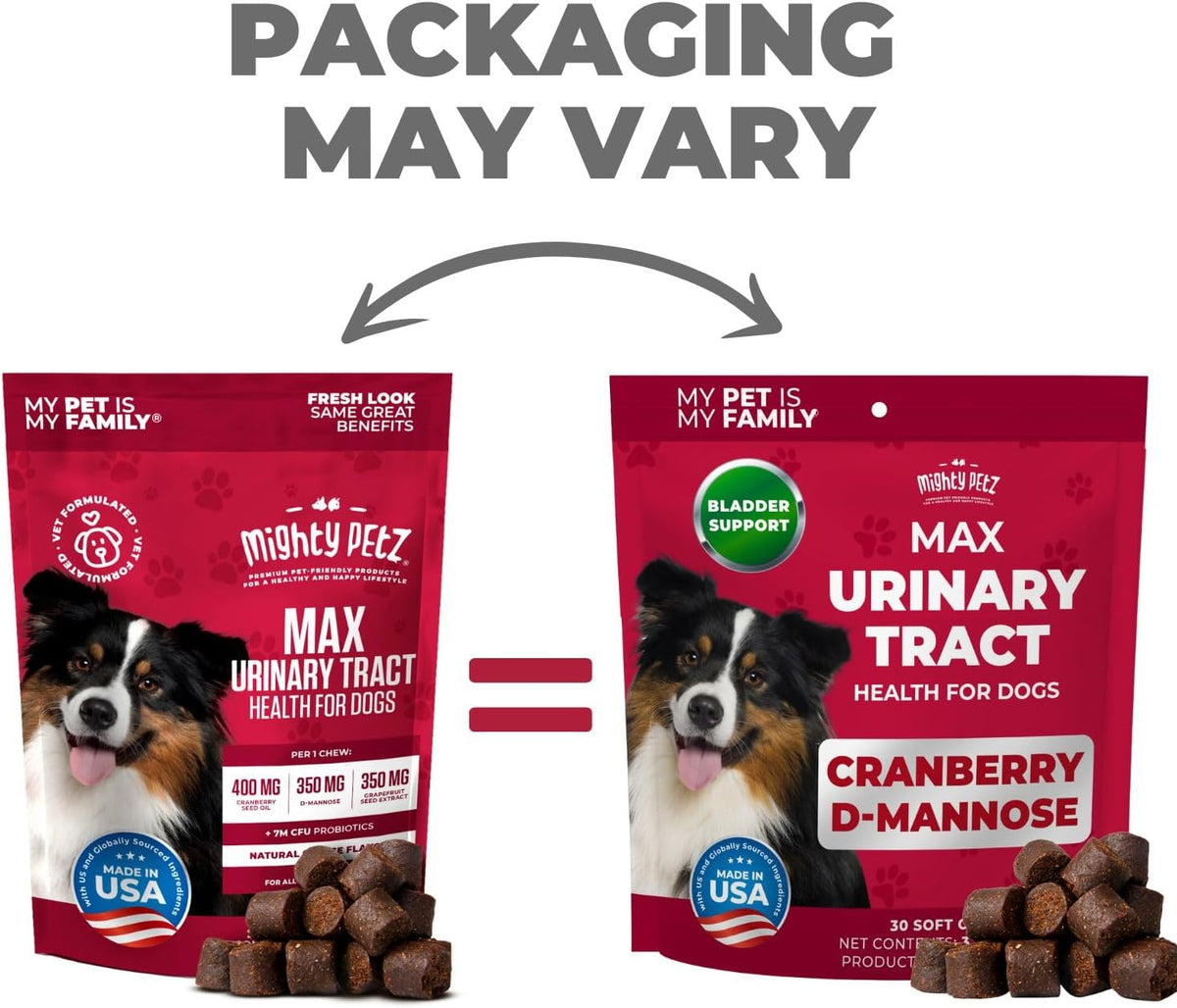 MAX Cranberry for Dog UTI Treatment - MAX Strength Cranberry Supplement for Dogs + D-Mannose. Bladder Control for Dogs. Urinary Tract Care & Kidney Support Chews