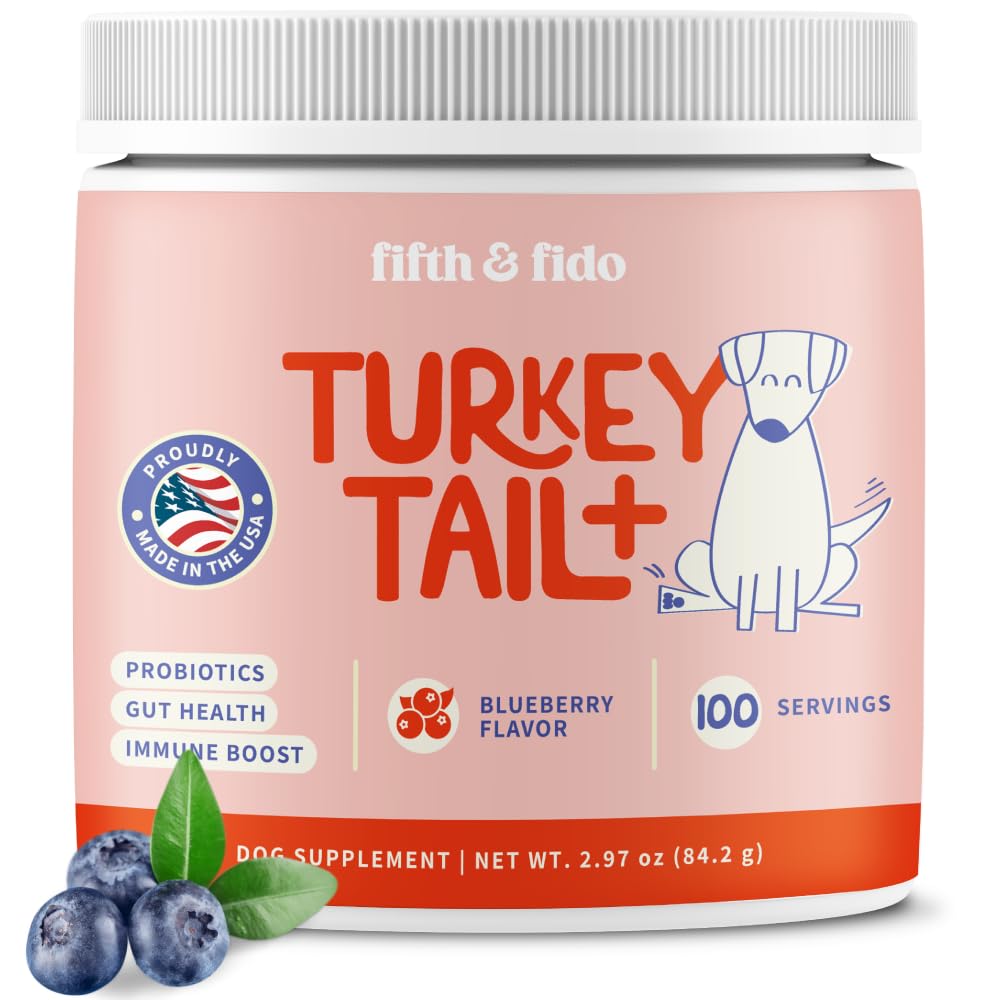 Fifth & Fido Turkey Tail Mushroom for Dogs – Lipoma Treatment for Dogs - Mushroom Supplement with Immune Support for Lipoma, Lumps & Bumps – Premium Pet Vitamins and Supplements Made in USA, 100 Serv.