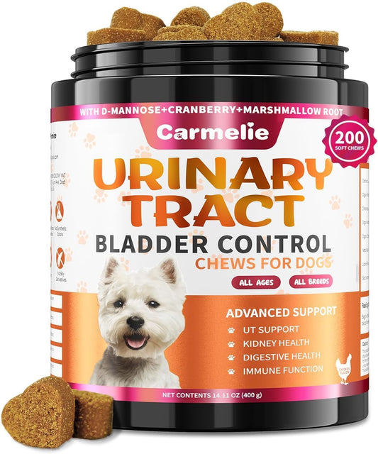 Cranberry for Dogs, Dog Urinary Tract & Bladder Support + D-Mannose, 200ct | Dogs Cranberry Chews with D-Mannose, Bladder & Kidney for Dogs, Urinary Tract Support, Immune & Gut Support, Chicken, 200ct