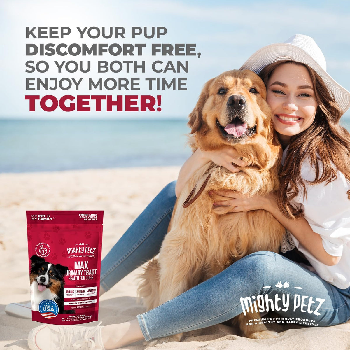 MAX Cranberry for Dog UTI Treatment - MAX Strength Cranberry Supplement for Dogs + D-Mannose. Bladder Control for Dogs. Urinary Tract Care & Kidney Support Chews